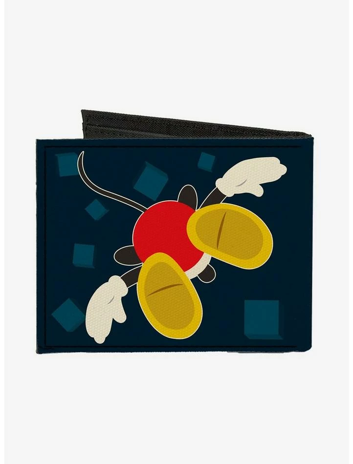 Budget 😀 Disney Mickey Mouse Pose Alternate Views Head Feet Blocks Bifold Canvas Wallet 💯 - Image 2