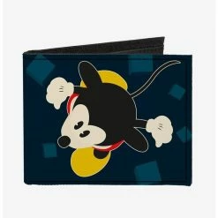Budget 😀 Disney Mickey Mouse Pose Alternate Views Head Feet Blocks Bifold Canvas Wallet 💯
