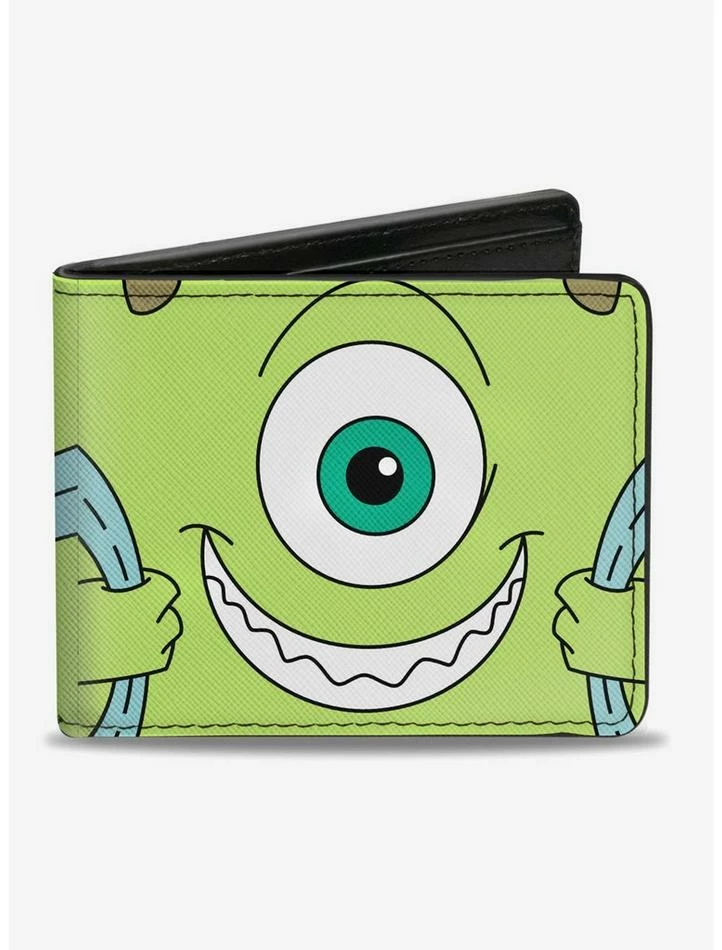 Promo 🎉 Disney Pixar Monsters Inc Mike Smiling Scream Canister Pack Pose Bifold Wallet ⭐
