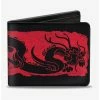 Brand new 👍 Disney Mulan Dragon Block Print Black Red Bifold Wallet 🛒