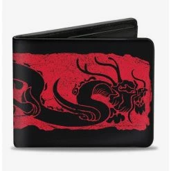 Brand new ๐ Disney Mulan Dragon Block Print Black Red Bifold Wallet ๐