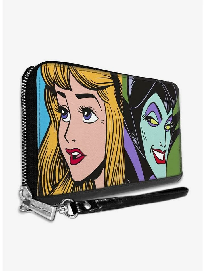 New โ๏ธ Disney Sleeping Beauty Princess Aurora and Maleficent Zip Around Wallet ๐