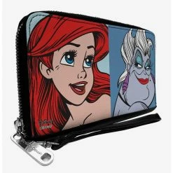 Hot Sale ✨ Disney The Little Mermaid Ariel and Ursula Face Blocks Zip Around Rectangle Wallet 💯