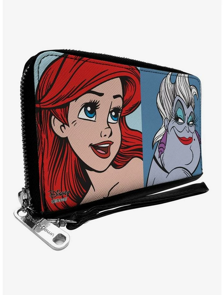 Hot Sale ✨ Disney The Little Mermaid Ariel and Ursula Face Blocks Zip Around Rectangle Wallet 💯