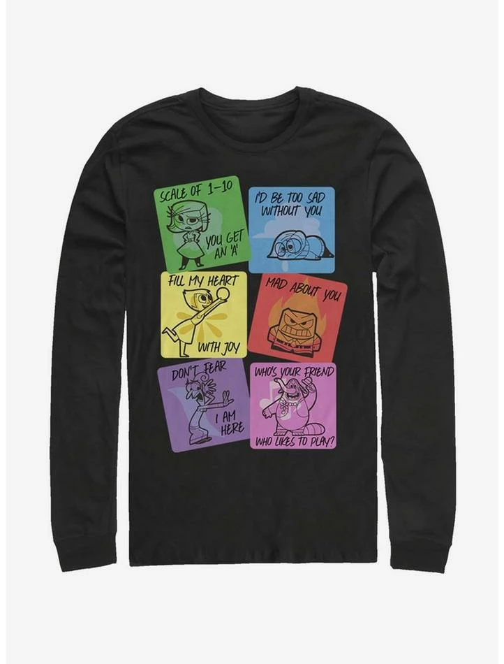 Promo โ Disney Pixar Inside Out V-Day Cards Long-Sleeve T-Shirt ๐