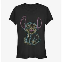 Promo 🧨 Disney Lilo & Stitch Neon Stitch 👧 Girls T-Shirt 🤩