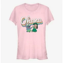 Flash Sale 🥰 Disney Lilo & Stitch Rainbow Ohana 👧 Girls T-Shirt 😀