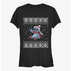 Cheap 👏 Disney Lilo & Stitch ❄ Christmas Front 👧 Girls T-Shirt 🔥