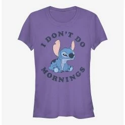 Hot Sale 😉 Disney Lilo & Stitch Don't Do Mornings 👧 Girls T-Shirt 🔔