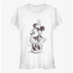 New 🔥 Disney Minnie Mouse Sketch Minnie 👧 Girls T-Shirt ⭐