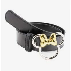 Flash Sale 🥰 Disney Minnie Mouse Figural Silver and Gold Buckle Vegan Leather Belt 🥰