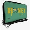 Deals 🥰 Winnie the Pooh Dripping Honey Green Yellow Zip Around Wallet 💯