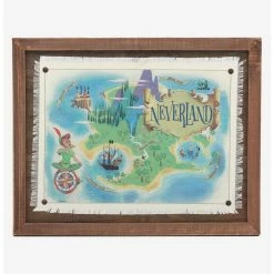 Buy 🌟 Disney Peter Pan Neverland Map Framed Wood Wall Decor 😉