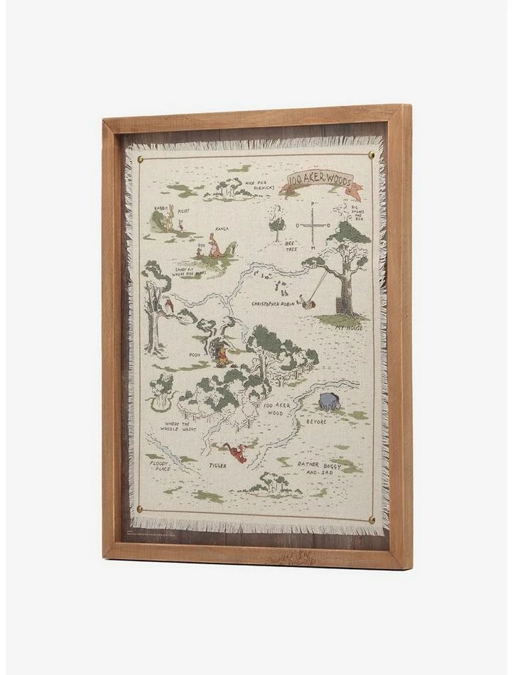 Best Sale 🌟 Disney Winnie The Pooh Hundred Acre Wood Map Framed Wood Wall Decor ⭐ - Image 2
