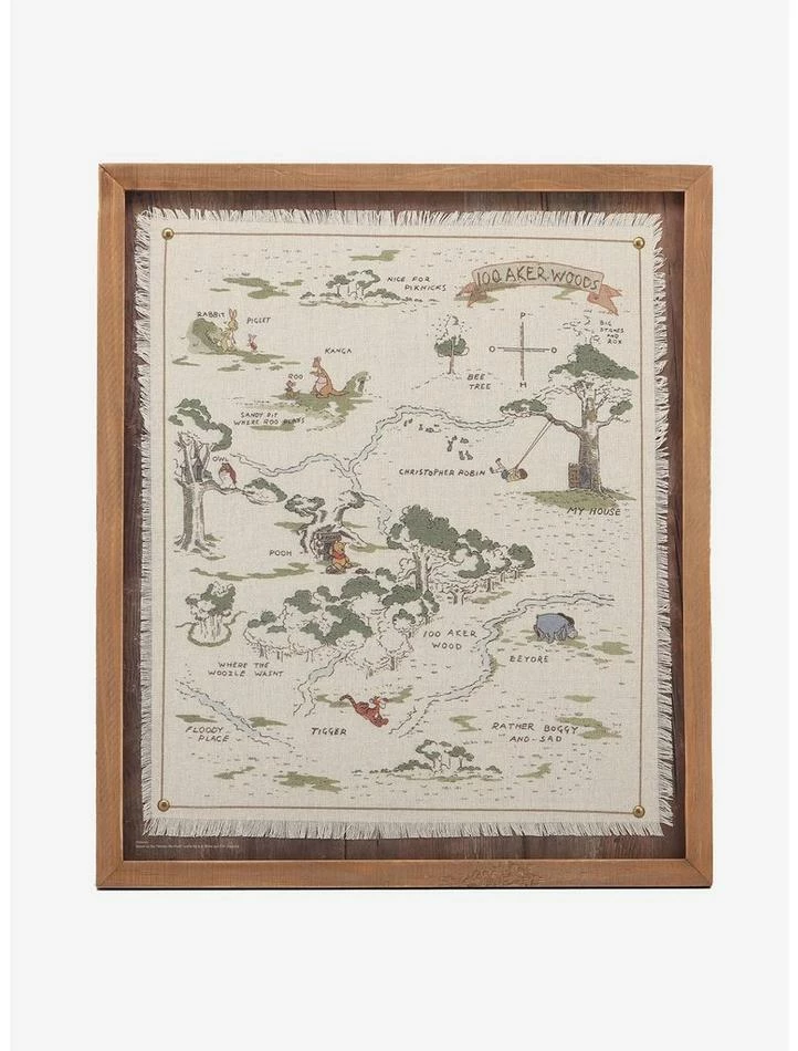 Best Sale 🌟 Disney Winnie The Pooh Hundred Acre Wood Map Framed Wood Wall Decor ⭐