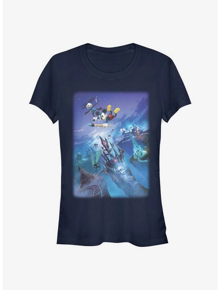 Cheapest 🌟 Disney Epic Mickey Flying By Poster 👧 Girls T-Shirt 🎁