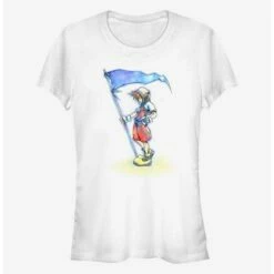 Best Sale ⌛ Disney Kingdom Hearts Sora With Flag 👧 Girls T-Shirt 🧨