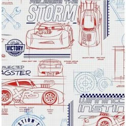 Best reviews of 🎁 Disney Pixar Cars Red And White Schematic Peel & Stick Wallpaper ✔️