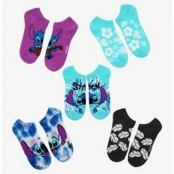 Cheapest ⌛ Disney Lilo & Stitch Tie-Dye No-Show 🧦 Socks 5 Pair ❤️