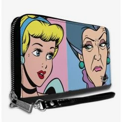 Flash Sale 💯 Disney Cinderella And Wicked Step 👩 Mother Lady Tremaine Face Blocks Zip Around Wallet 👍