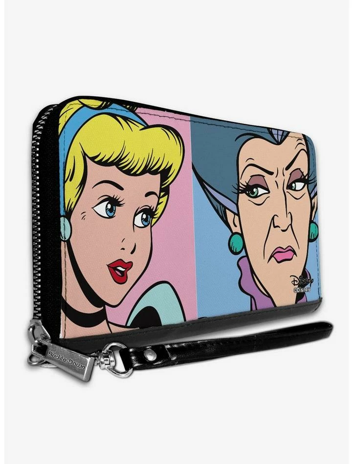 Flash Sale 💯 Disney Cinderella And Wicked Step 👩 Mother Lady Tremaine Face Blocks Zip Around Wallet 👍