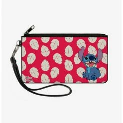 Promo 😍 Disney Lilo & Stitch Stitch Smiling Leaves Zip Clutch Canvas Wallet 👍