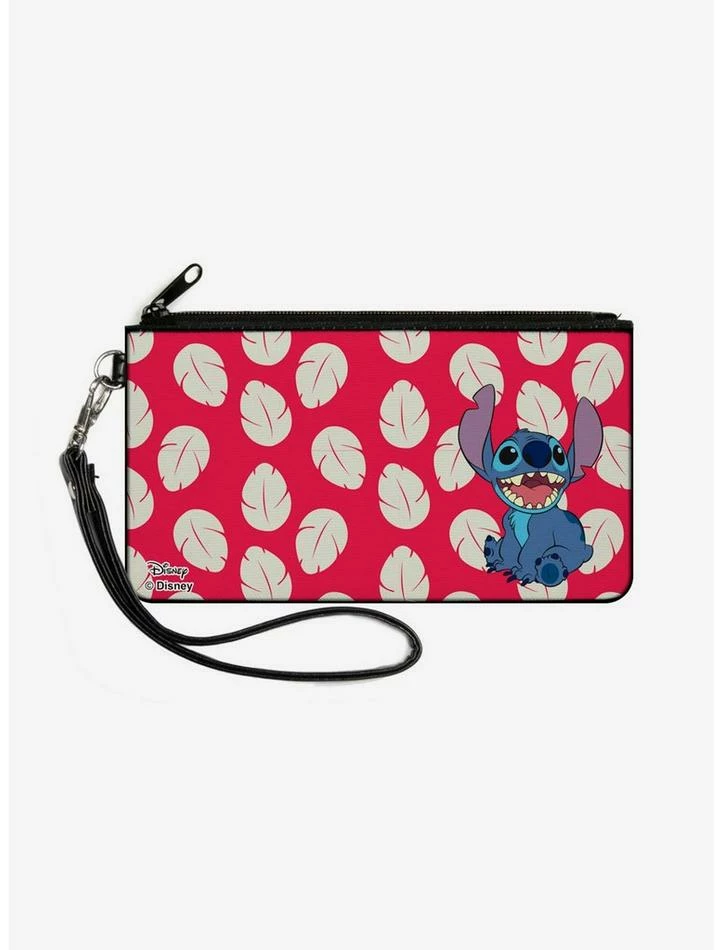 Promo 😍 Disney Lilo & Stitch Stitch Smiling Leaves Zip Clutch Canvas Wallet 👍