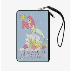 Wholesale 👍 Disney The Little Mermaid Flounder And Ariel Zip Clutch Canvas Wallet 🤩