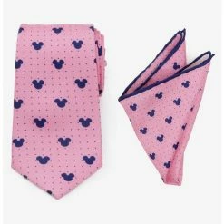 Best Sale 😉 Disney Mickey Mouse Dot Pink Tie and Pocket Square Set ✔️