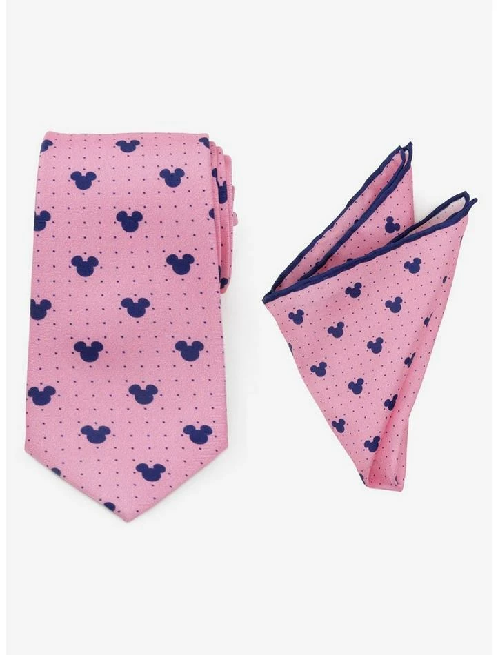 Best Sale 😉 Disney Mickey Mouse Dot Pink Tie and Pocket Square Set ✔️