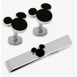 Budget 🔥 Disney Mickey Mouse Silhouette Cufflinks and Tie Bar Set 👏