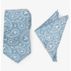 Cheap 🎁 Disney Mickey Mouse Teal Paisley Necktie and Pocket Square Set 🛒