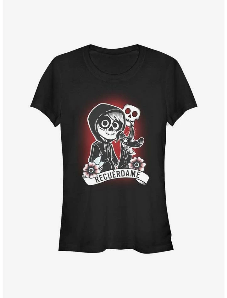New 🌟 Disney Pixar Coco Recuerdame Tattoo 👧 Girls T-Shirt 🤩