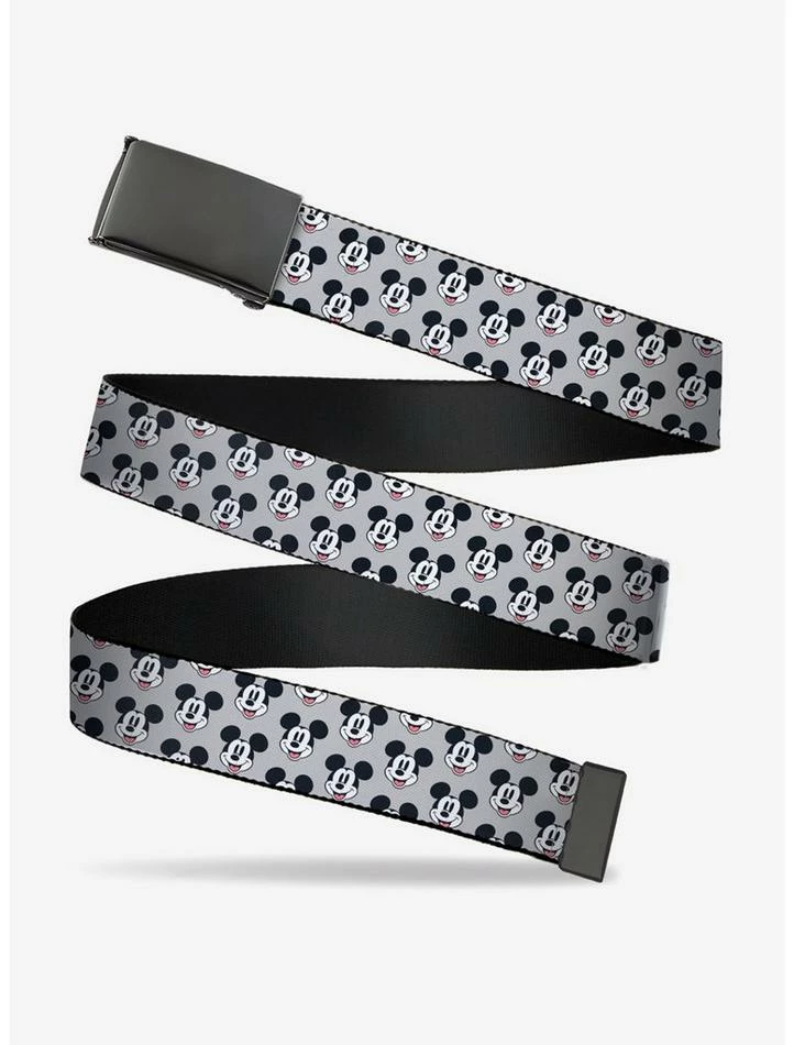 Flash Sale ⌛ Disney Mickey Mouse Smiling Face Monogram Gray Clamp Belt 😍