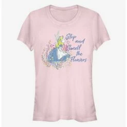 Budget 🔔 Disney Alice In Wonderland Smell The Flowers 👧 Girls T-Shirt ⌛