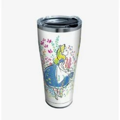 Brand new ⭐ Disney Alice In Wonderland Floral 30oz Stainless Steel Tumbler With Lid 😀