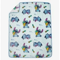 New ❤️ Disney Lilo & Stitch Sleepy Stitch & Pineapples Throw Blanket 👍
