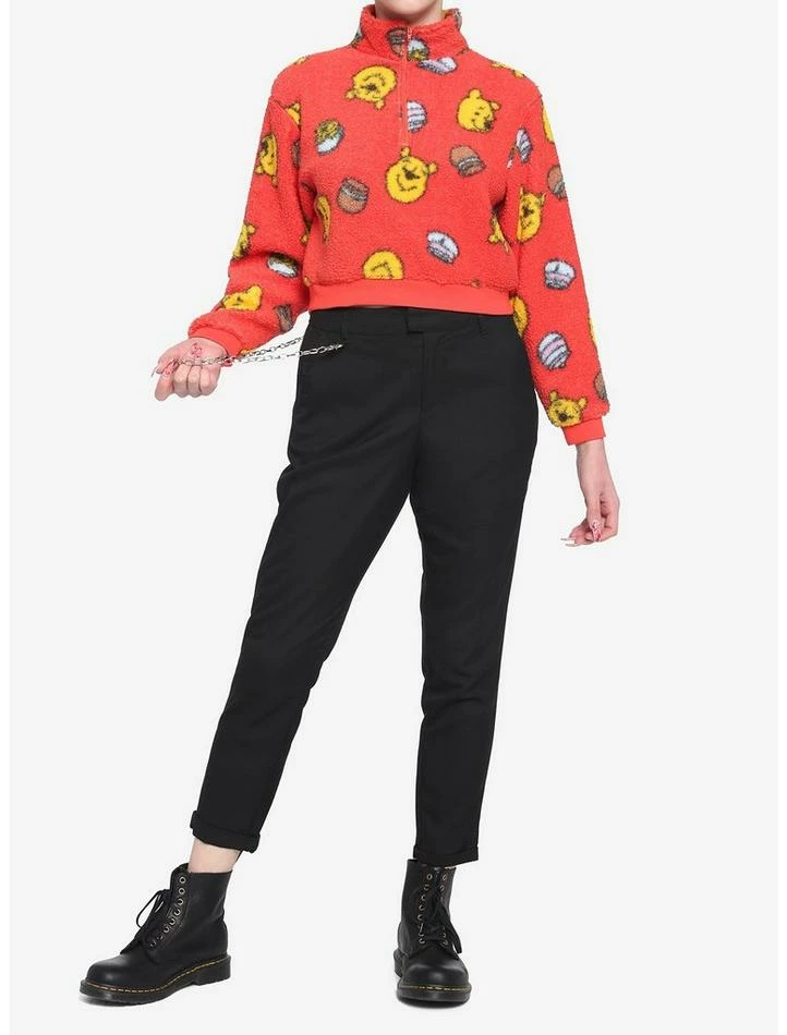 New ✨ Disney Winnie The Pooh Fuzzy Half-Zipper 👧 Girls Sweater 🔔 - Image 2
