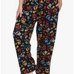 Hot Sale 🥰 Disney Pixar Coco Guitar & Sugar Skull Pajama Pants Plus Size 🛒