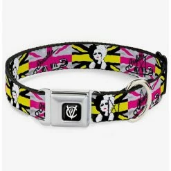 Deals ❤️ Disney Cruella De Vil Safety Pin Union Jack Seatbelt 🐕 Dog Collar 🎁