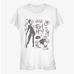 Deals 💯 Disney Cruella Fashion Sketches 👧 Girls T-Shirt 🧨