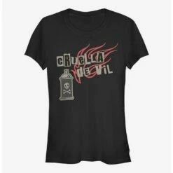 Promo 👏 Disney Cruella Spray Paint Fire 👧 Girls T-Shirt 🥰