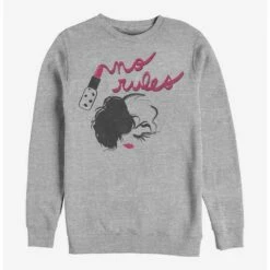 Top 10 👍 Disney Cruella No Rules In 💄 Lipstick Crew Sweatshirt ✔️