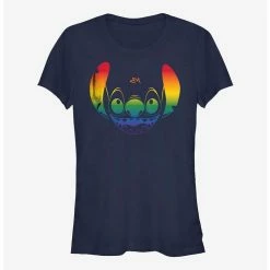 Cheap 👏 Disney Lilo & Stitch Stitch Face Rainbow Pride T-Shirt 😍