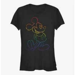 Outlet 👍 Disney Mickey Mouse Outline Rainbow Pride T-Shirt 🔥