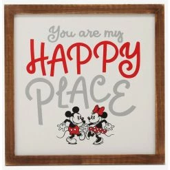 Coupon 🥰 Disney Mickey Mouse Mickey & Minnie Happy Place Wood Framed Wall Decor 👍
