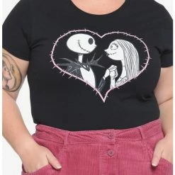 Best Pirce 😍 The Nightmare Before 🎁 Christmas Jack & Sally 👧 Girls T-Shirt Plus Size ✔️