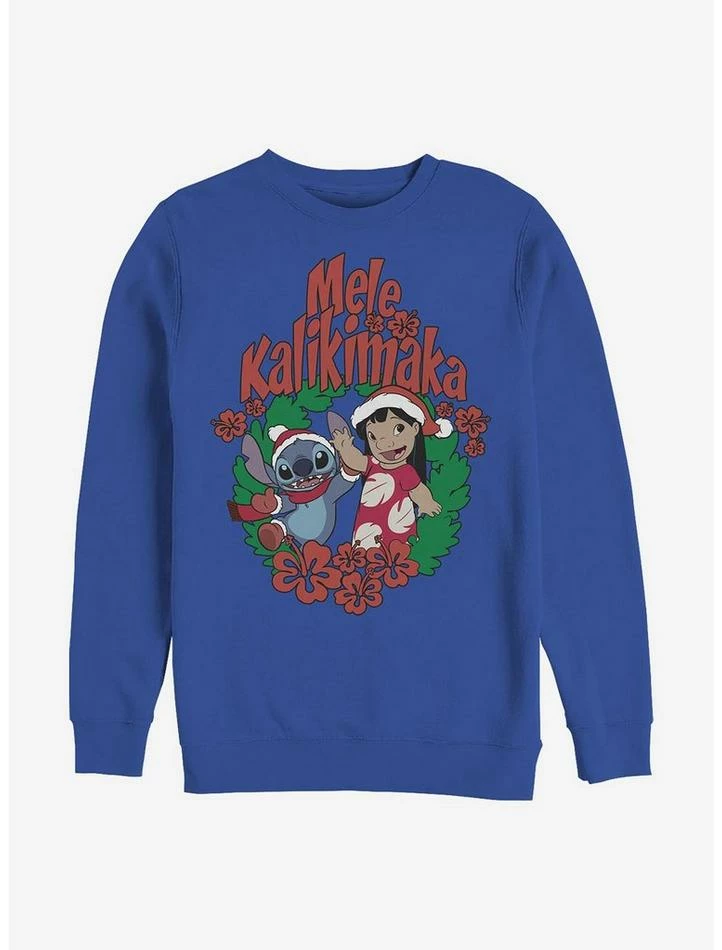 Hot Sale 😀 Disney Lilo & Stitch Mele Kalikimaka Crew Sweatshirt 🛒