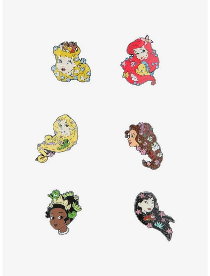 Deals ⌛ Disney Princesses Hair Icons Blind Box Enamel Pin 😍