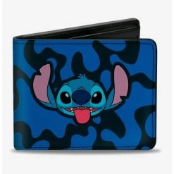 Promo 😀 Disney Lilo & Stitch Stitch Tongue Out Bifold Wallet 🔥